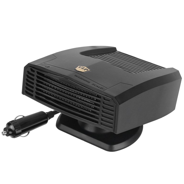 24V 180W Portable Car Heater Heating Fan 2 In 1 Defroster Defogger Demister Windshield Heater Automotive Cooling Fan With 360°Rotating Base - Black