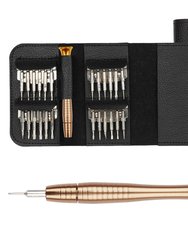 25 in 1 Multi-Purpose Precision Screwdriver Wallet Kit Repair Tools - Black