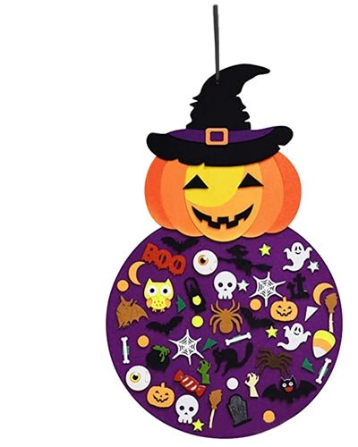 Fresh Fab Finds 2.8FT Halloween Felt Pumpkin Witch 51Pcs Felt Pumpkin Witch Hanging Decor Ornaments Kits Halloween Gift For Toddlers - Multi product