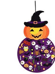 2.8FT Halloween Felt Pumpkin Witch 51Pcs Felt Pumpkin Witch Hanging Decor Ornaments Kits Halloween Gift For Toddlers - Multi