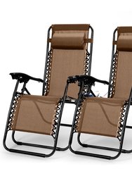 2Packs Zero Gravity Lounge Chair With Dual Side Tray 330lbs Load Foldable Recliner Chair