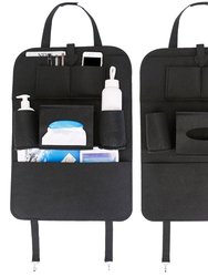 2Pcs Car Backseat Organizer Multi-Pocket Car Storage Bag - Black