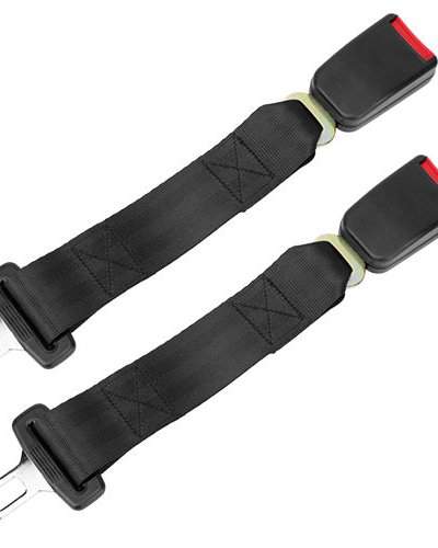 Fresh Fab Finds 2Pcs Car Seat Belt Extender 14.37" Buckle Tongue Webbing Extension Safety Belt Auto Belt Clip Lengthening - Black product