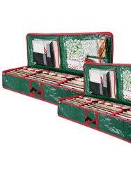 2Pcs Christmas Wrapping Paper Storage Containers Foldable Water Resistant Gift Wrap Organizer - Green