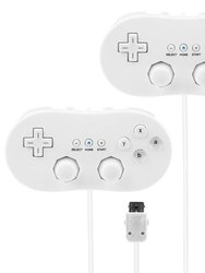 2PCS Classic Game Controller Pad Wired Gamepad Joypad Joystick for Nintendo Wii Remote - White