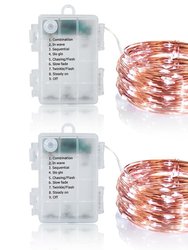 2Pcs LED String Lights 100LED Beads 32.8FT Copper Fairy Lights IP65 Waterproof Battery Operated Flash Lights With Remote Control For Wedding Party Jar
