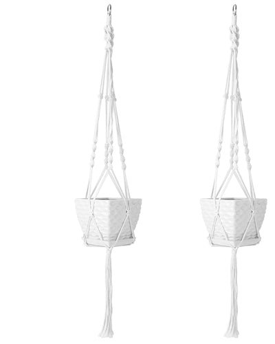 Fresh Fab Finds 2Pcs Plant Hanger Flowerpot Net Bag 40" Cotton Rope Plant Hangers 4Legs Plant Hanger Fit For Round Or Square Plant Pot 4-11" product