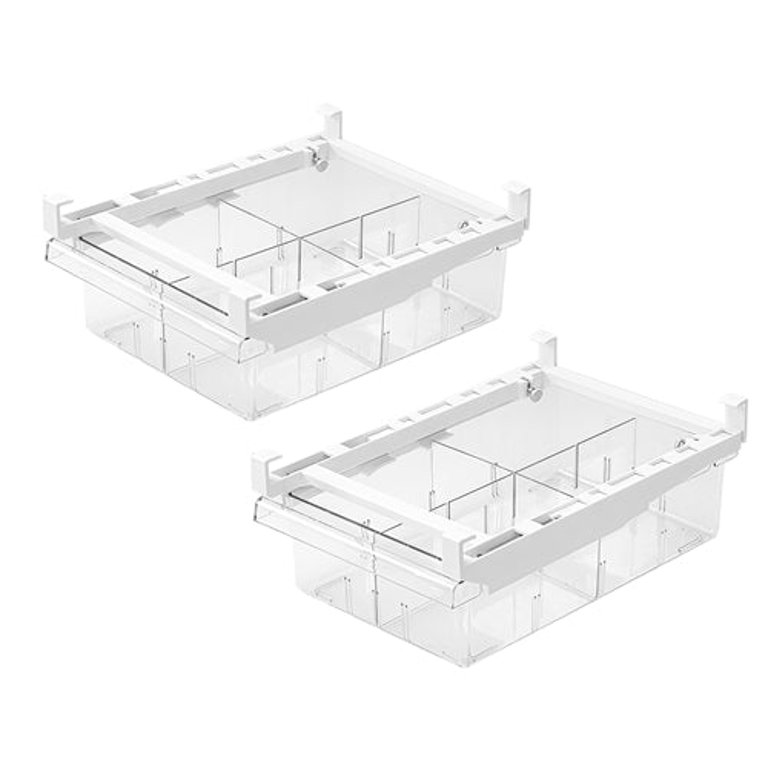 2Pcs Refrigerator Egg Drawer 36 Egg Capacity Snap On Hanging Storage Tray Space Saving Pull Out Egg Container Organizer - White