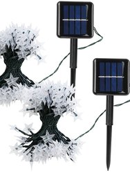 2Pcs Solar Powered String Lights 39.3FT 100LED Beads Fairy Star Lights IP65 Waterproof Decorative Garden Party Christmas Tree Stake Lamps