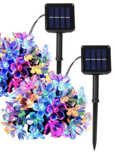 Fresh Fab Finds 2Pcs Solar Powered String Lights 50LED Beads Fairy Sakura Flower Blossom Lights IP65 Waterproof Colorful Decorative Party Christmas Tree Lamps product