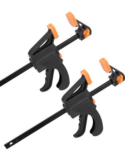 Fresh Fab Finds 2Pcs Wood Working Bar F Clamp Grip Quick Grip Ratchet Release Squeeze Clamps For Carpentry DIY Woodwork - Black product