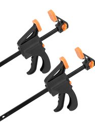 2Pcs Wood Working Bar F Clamp Grip Quick Grip Ratchet Release Squeeze Clamps For Carpentry DIY Woodwork - Black