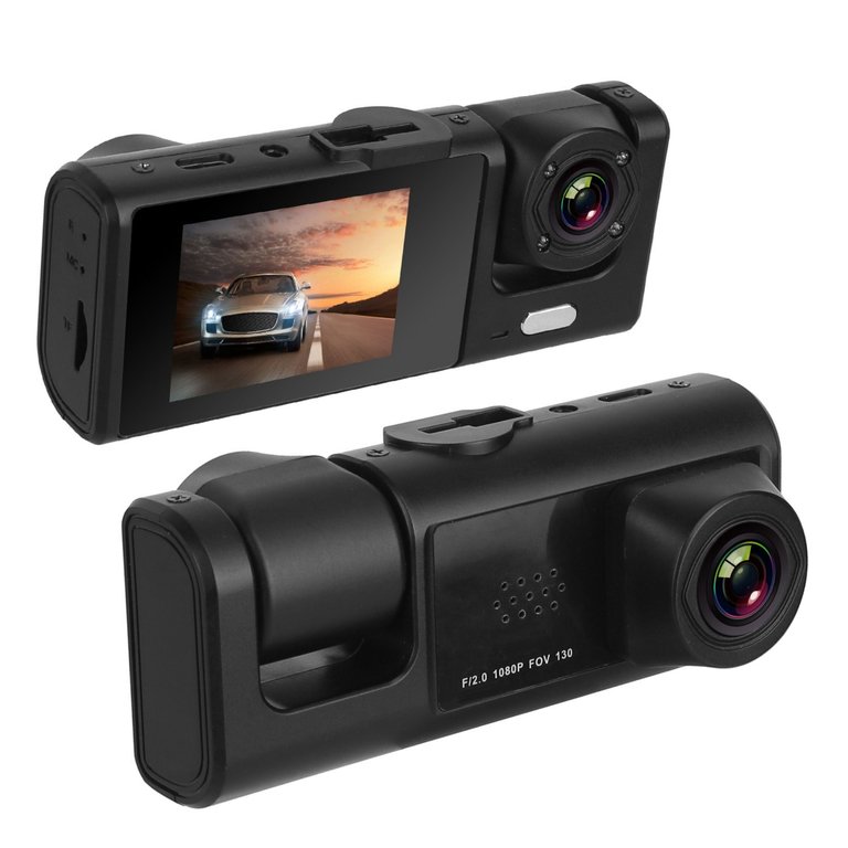 3 Ch Car DVR Dash Cam 1080P Front Inside Rear Camera G-Sensor Night Vision Parking Monitor Vehicle Recorder - Black