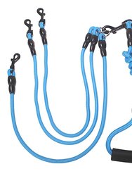 3 Dog Leash Traction Rope Walking Training Lead with Padded Handle 4.6ft 360° Swivel No-Tangle - Blue