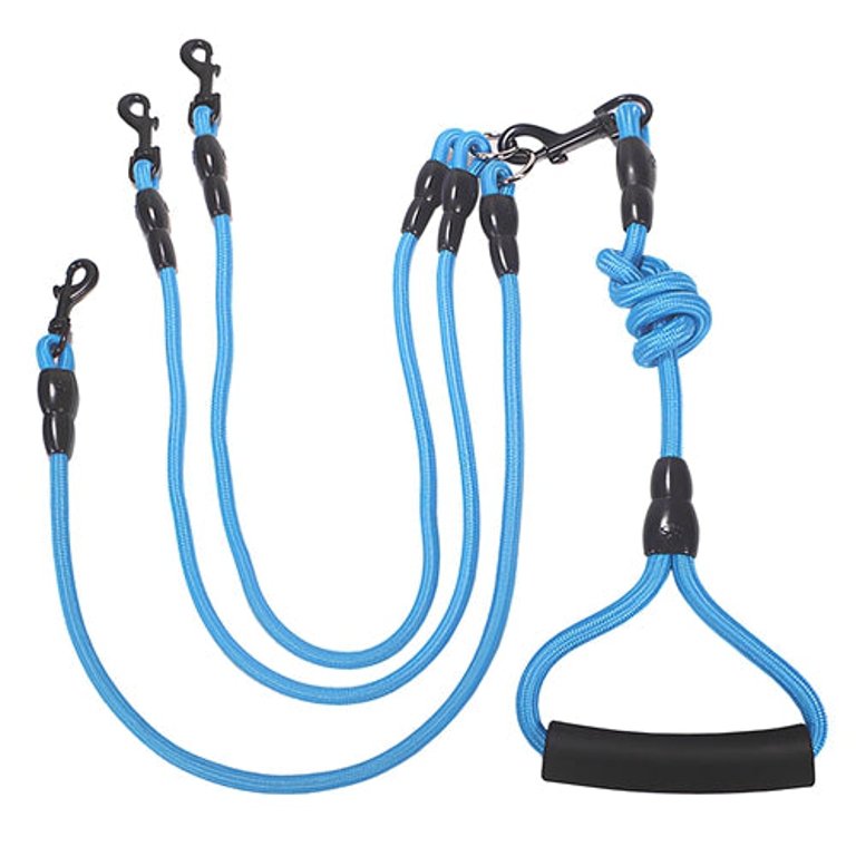 3 Dog Leash Traction Rope Walking Training Lead with Padded Handle 4.6ft 360° Swivel No-Tangle - Blue