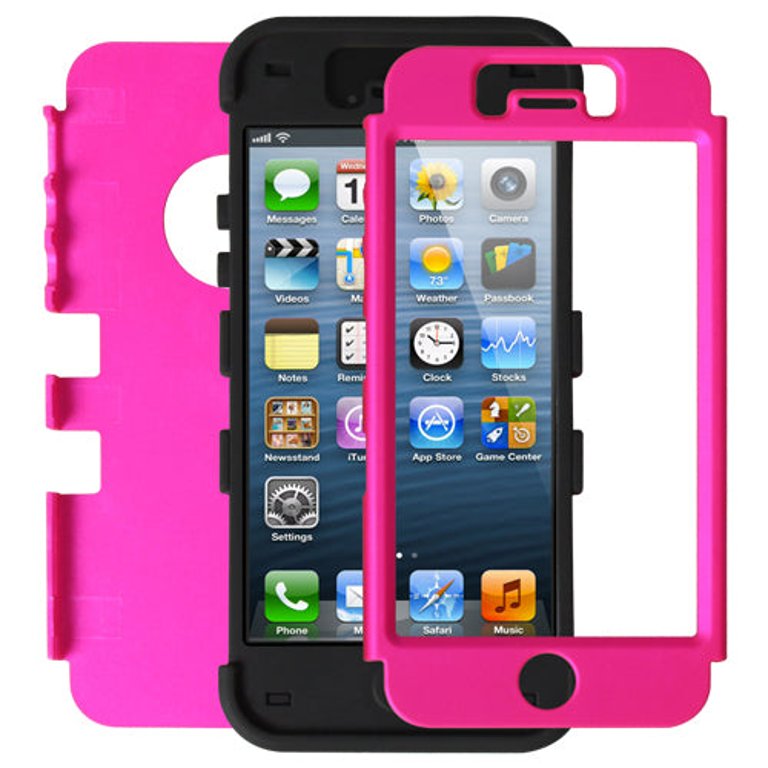 3 Layers Hybrid Armor Cover Case With Inner Soft Shell For Apple iPhone 5 - Red