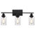 3 Light Wall Sconce Lighting With Clear Glass Shade Bathroom Vanity Lamp Fixture Modern Mounted Light - Black