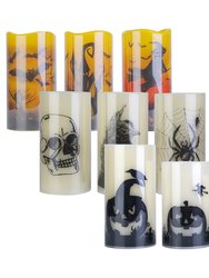 3 Pack Halloween Flameless Candle Lamp With Timer Setting Battery Operated Warm Orange Light Candles - Multi