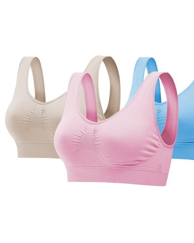 Fresh Fab Finds 3 Pack Sport Bras For Women Seamless Wire-Free Bra Light Support Tank Tops For Fitness Workout Sports Yoga Sleep Wearing - Multi - 3XL product