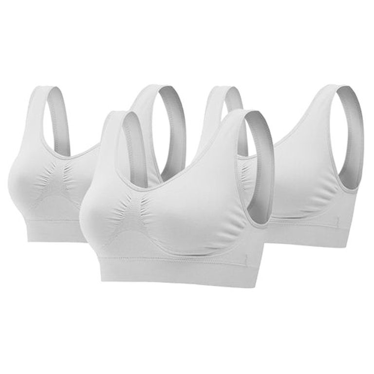 3 Pack Sport Bras For Women Seamless Wire-free Bra Light Support Tank Tops For Fitness Workout Sports Yoga Sleep Wearing - White - 3XL - White