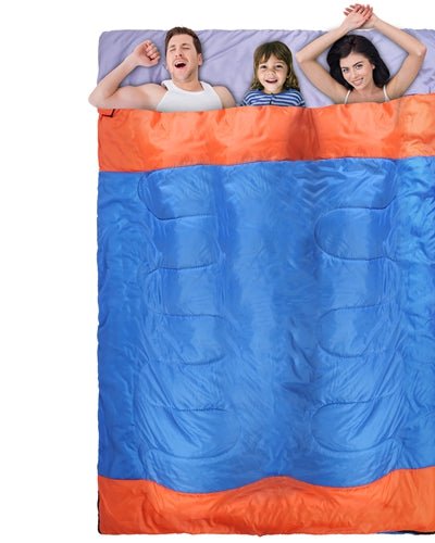 Fresh Fab Finds 3 People Sleeping Bag For Adult Kids Lightweight Water Resistant Camping Cotton Liner Cold Warm Weather Indoor Outdoor Use product