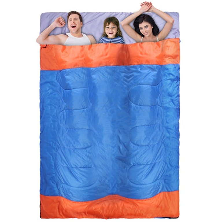 3 People Sleeping Bag For Adult Kids Lightweight Water Resistant Camping Cotton Liner Cold Warm Weather Indoor Outdoor Use