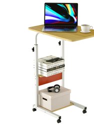 3-Tier Laptop Desk Small Side Table - Fits Couch, Bed, Sofa - For Small Spaces - Living Room, Bedroom - Beige - 60 x 40cm