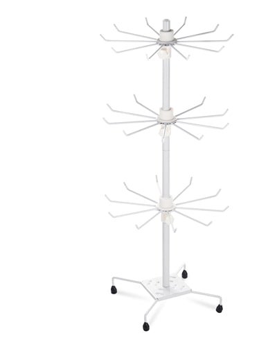 Fresh Fab Finds 3-Tier Metal Jewelry Rack 30-Hook Necklaces Bracelets Display Stand Organizer Spinning Tower Holder - White product