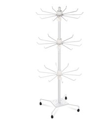 3-Tier Metal Jewelry Rack 30-Hook Necklaces Bracelets Display Stand Organizer Spinning Tower Holder - White