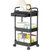 3 Tier Rolling Utility Cart Movable Storage Organizer With Drawer Lockable Wheels 360 Degree Rotatable Hallow Design - Black