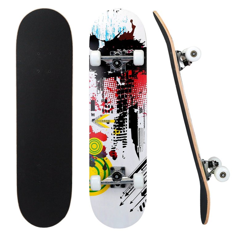 31" x 8" Skateboards Complete Standard Skate Boards For Girls Boys Beginner 9 Layers Maple Concave Skateboard For Kids Youth Teens - Multi