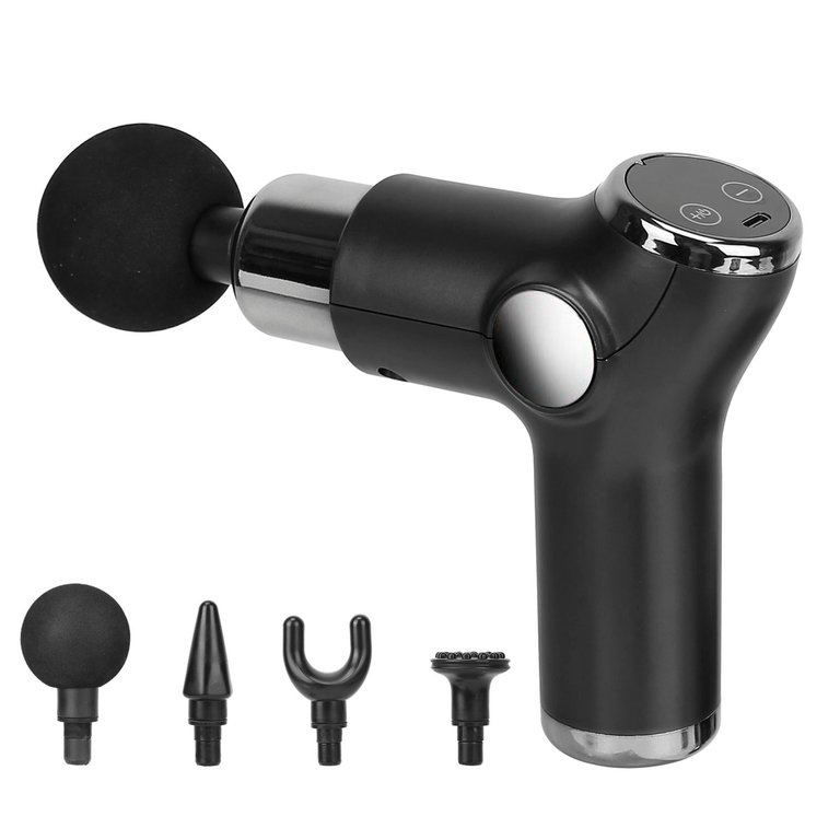 32 Intensity Massage Gun with 4 Heads - Deep Tissue Muscle Relaxation - Black - Black