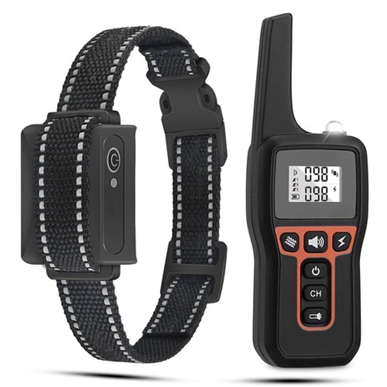 3280FT Dog Training Collar IP67 Waterproof Pet Beep Vibration Electric Shock Collar 3 Channels Rechargeable Transmitter Receiver Trainer With Flashlig