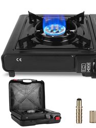 3300W Portable Camping Stove Butane Canister Dual Fuel Burner Piezo Electric Ignition Single Burner With Automatic Tank Ejection Overpressure Cut Off