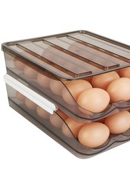 36-Egg Double Layer Automatic Rolling Egg Container Holder With Lid, Refrigerator Egg Storage Box Organizer Bin Tray Rack