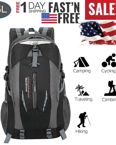 Fresh Fab Finds 36L Outdoor Backpack Waterproof Daypack Travel Knapsack - Black product