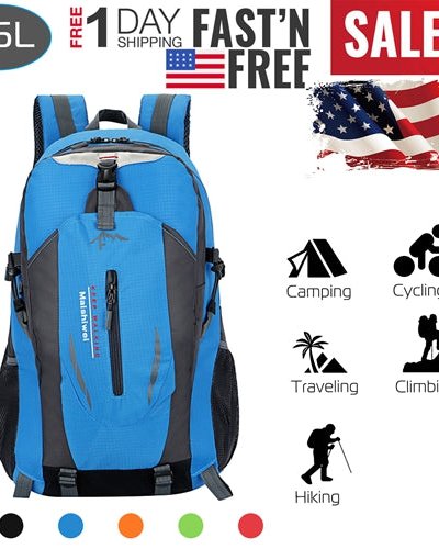 Fresh Fab Finds 36L Outdoor Backpack Waterproof Daypack Travel Knapsack - Blue product