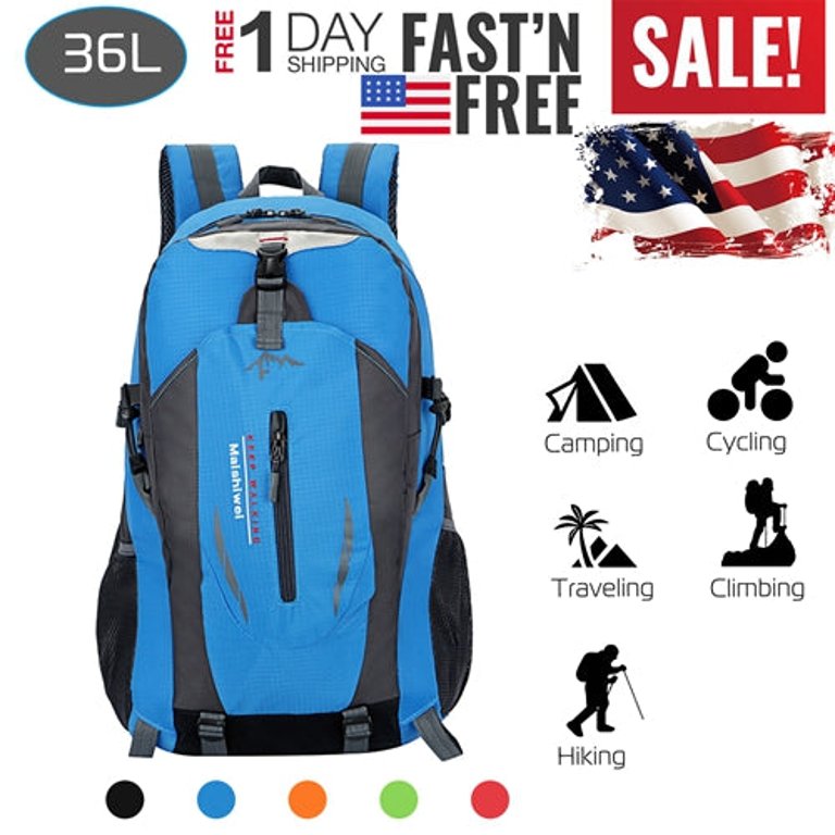 36L Outdoor Backpack Waterproof Daypack Travel Knapsack - Blue - Blue