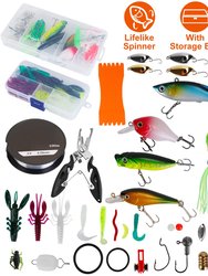 383Pcs Fishing Lures Tackle Box Bass Fishing Animated Lure Crankbaits Spinnerbaits Soft Plastic Worm Saltwater Freshwater Fishing Kit - Multi