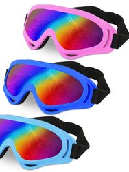 3Packs Winter Sports Goggles Snow Ski Snowmobile Snowboard UV Skate Protective Glasses Eyewear for Kids Adults - Multi