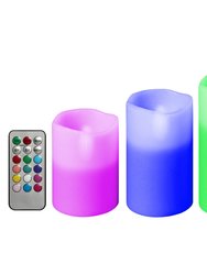 3Pcs Flameless Votive Candles - Wireless LED Flickering With Remote Control Timer (Battery Operated) - Multi