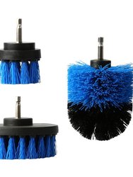 3Pcs Set Drill Brush Power Scrubber Cleaning Brush For Car Carpet Wall Tile Tub Cleaner Combo - Blue