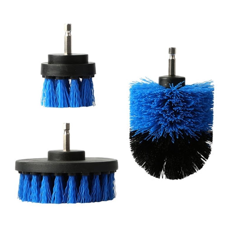 3Pcs Set Drill Brush Power Scrubber Cleaning Brush For Car Carpet Wall Tile Tub Cleaner Combo - Blue