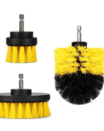 Fresh Fab Finds 3Pcs/Set Drill Brush Power Scrubber Cleaning Brush For Car Carpet Wall Tile Tub Cleaner Combo - Yellow product