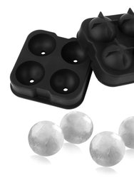 4-Ball Silicone Ice Mold - Whisky/Bourbon - Create Perfect Spheres - Black