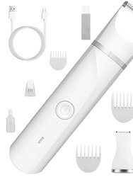4 In 1 Electric Pet Dog Cat Grooming Kit Cordless Rechargeable Pet Hair Trimmer Shaver Set Low Noise Nail Grinder With 4 Guide Combs - White