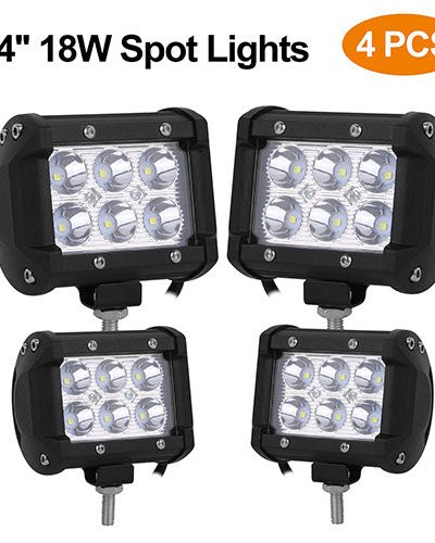 Fresh Fab Finds 4 PCS 4" 18W Dual Row LED Waterproof Spot Light Pod Cube Light - Black product