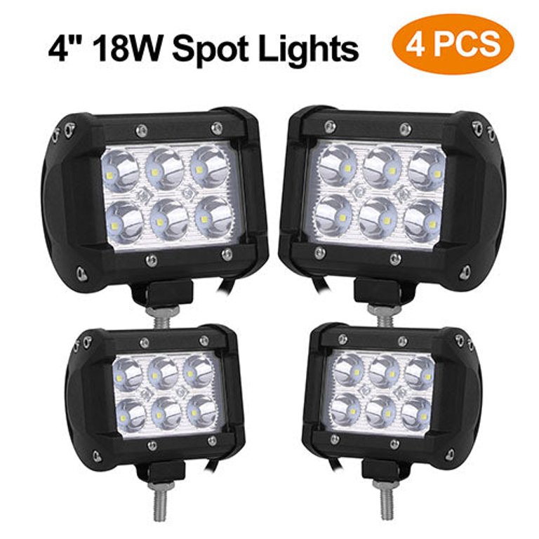 4 PCS 4" 18W Dual Row LED Waterproof Spot Light Pod Cube Light - Black