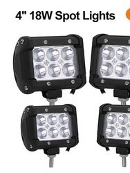 4 PCS 4" 18W Dual Row LED Waterproof Spot Light Pod Cube Light - Black