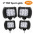 4 PCS 4" 18W Dual Row LED Waterproof Spot Light Pod Cube Light - Black